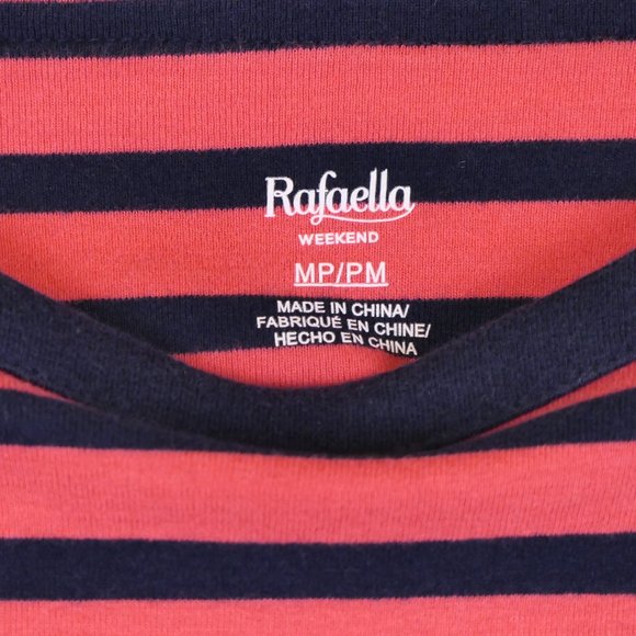 Rafaella Weekend Women's SZ MP Scoop Neck Striped  3/4 Sleeve Top - Picture 2 of 5